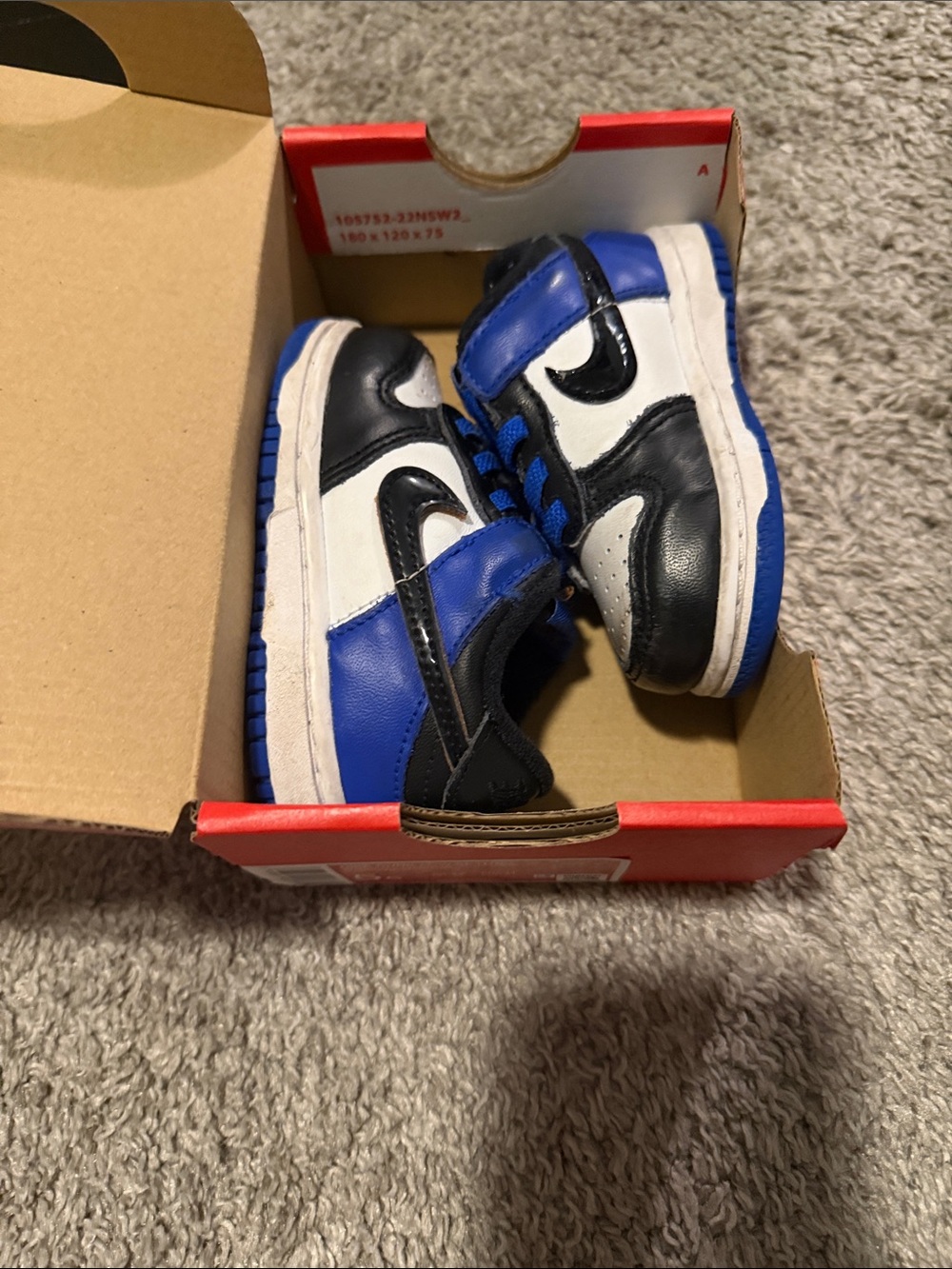 Kids Black, White & Blue Nike Dunk Low